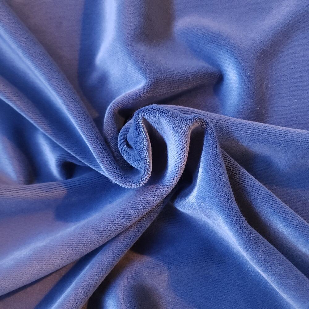 Solid Slate Blue Color Cotton Velvet Velour Fabric Upholstery Sewing Per Yard